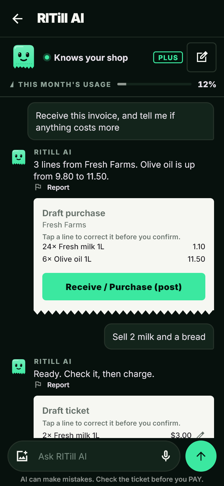 RITill AI for the shop owner